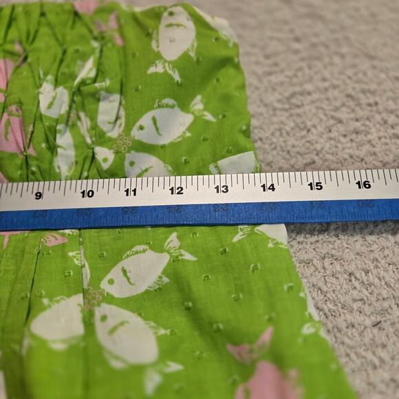 Lilly Pulitzer Strapless Pink and Green Fish Print Dress Size 0 Beachy Vacation - Picture 5 of 14